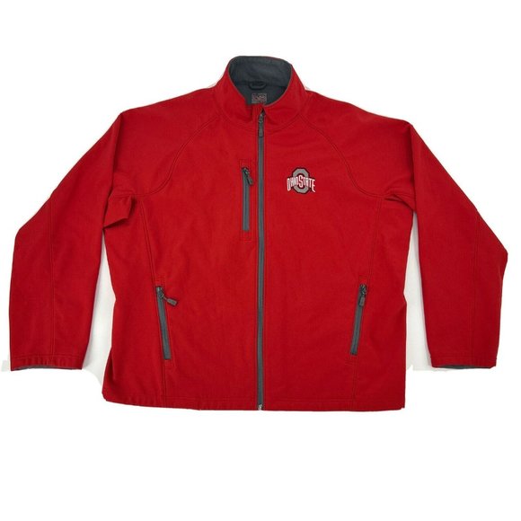 The Ohio State Buckeyes Men's XXL Red‎ Fleece Lined Full Zip Softshell The Oval - Picture 1 of 10